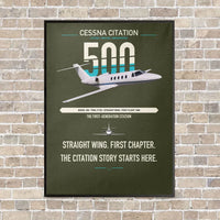 Thumbnail for Cessna Citation 500 - Citation I vertical canvas print - framed - green army background
