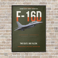 Thumbnail for F-16D Fighting Falcon Two Seats One Falcon vertical canvas print - framed - green army background