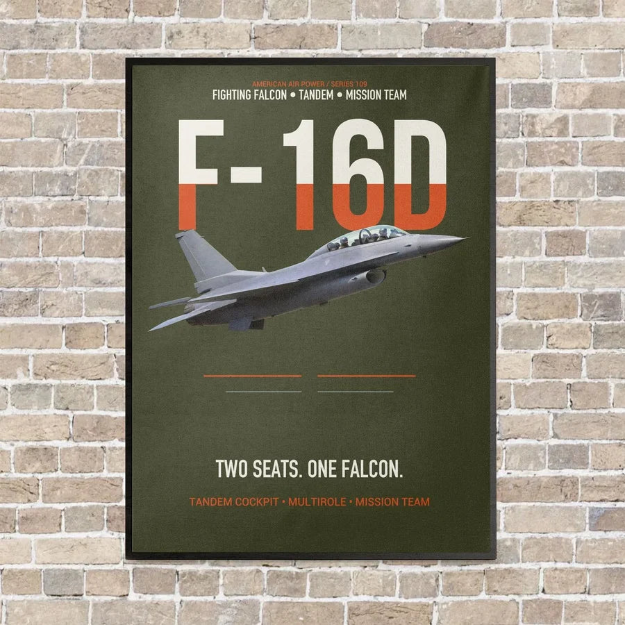 F-16D Fighting Falcon Two Seats One Falcon vertical canvas print - framed - green army background