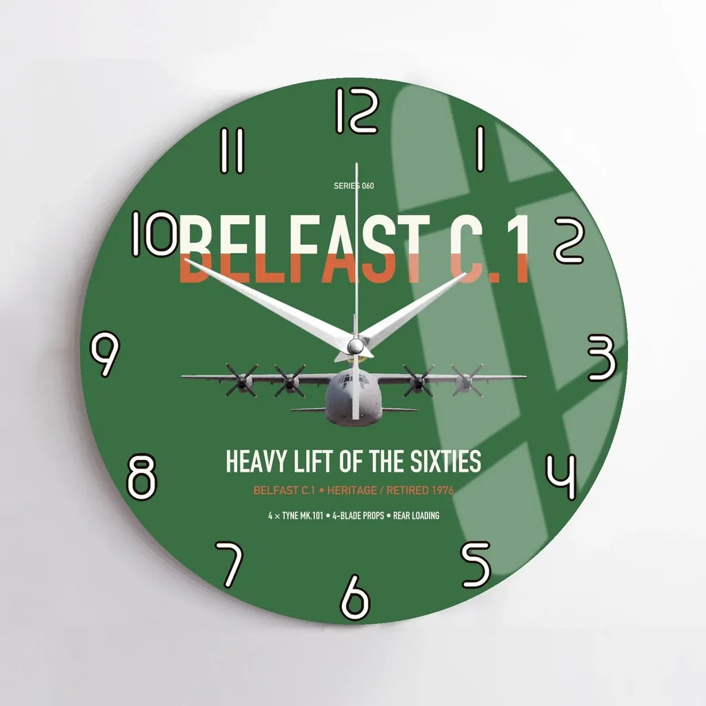 Short Belfast C.1 design on green no frame wall clock