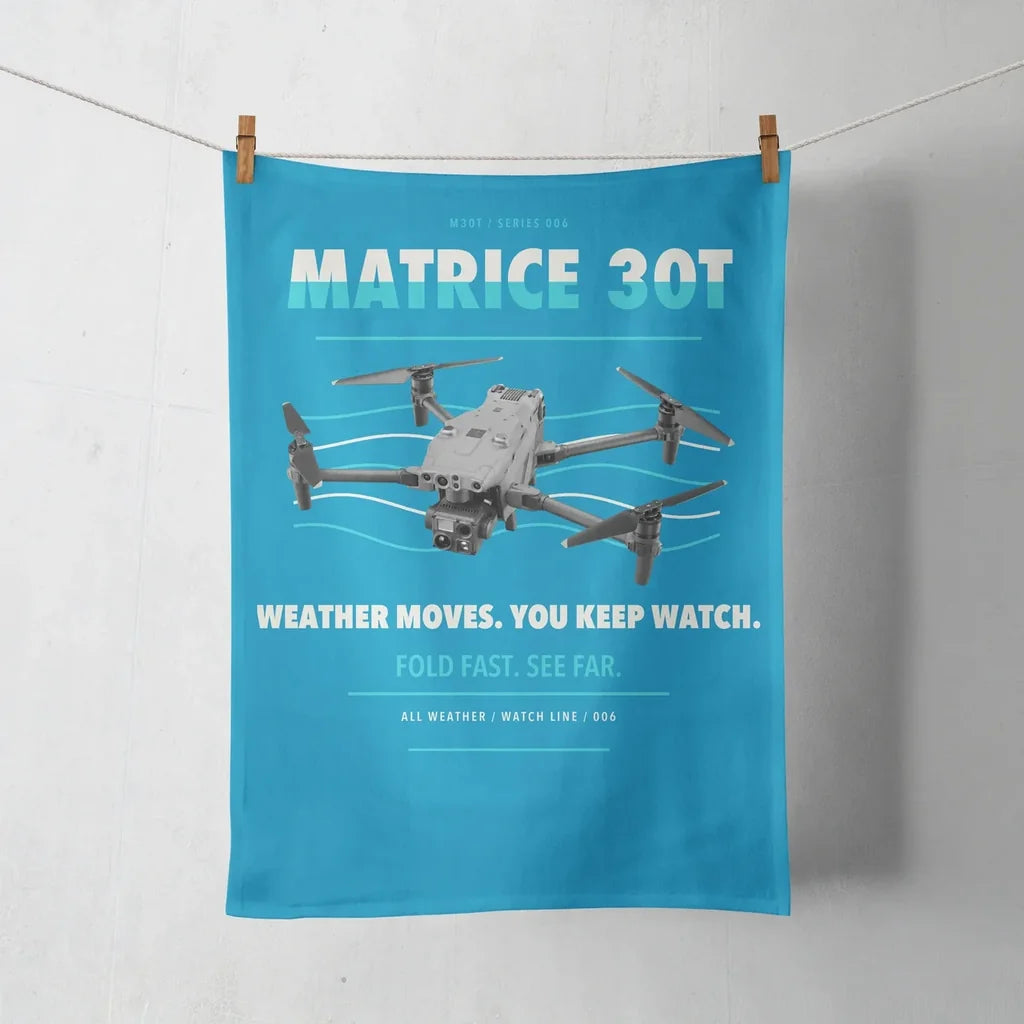 DJI Matrice 30T design on turquoise towel
