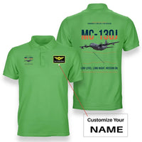 Thumbnail for MC-130J COMMANDO II design on light green+name double-side polo t-shirt, double-side print