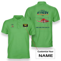 Thumbnail for SUBARU Bell 412EPX design on light green+name double-side polo t-shirt, double-side print