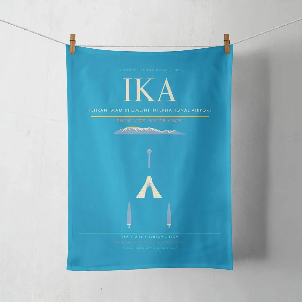 Tehran Imam Khomeini International Airport (IKA) design on turquoise towel