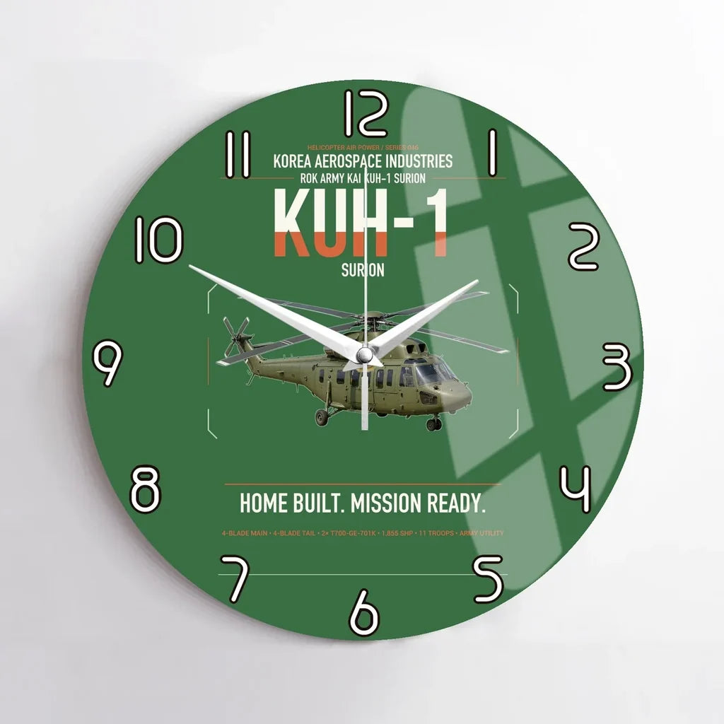 Korea Aerospace Industries KUH-1 Surion design on green no frame wall clock