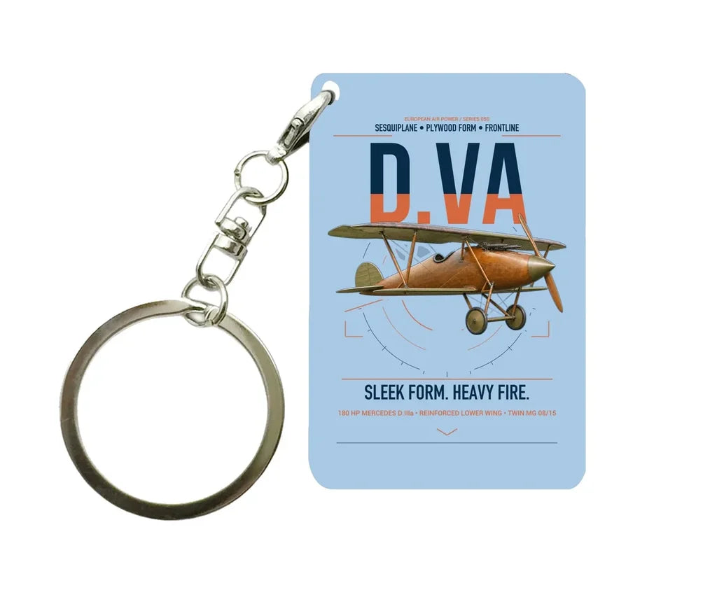 Albatros D.Va design on light blue designed key chain, double-side print