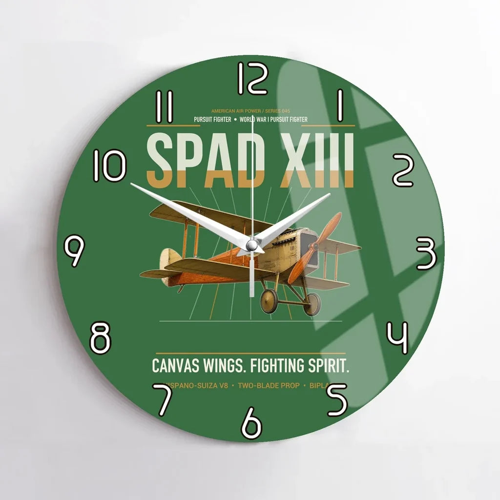 SPAD XIII design on green no frame wall clock