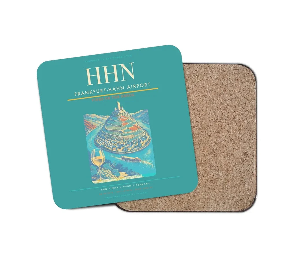 Frankfurt-Hahn Airport (HHN) design on turquoise 1 piece coaster