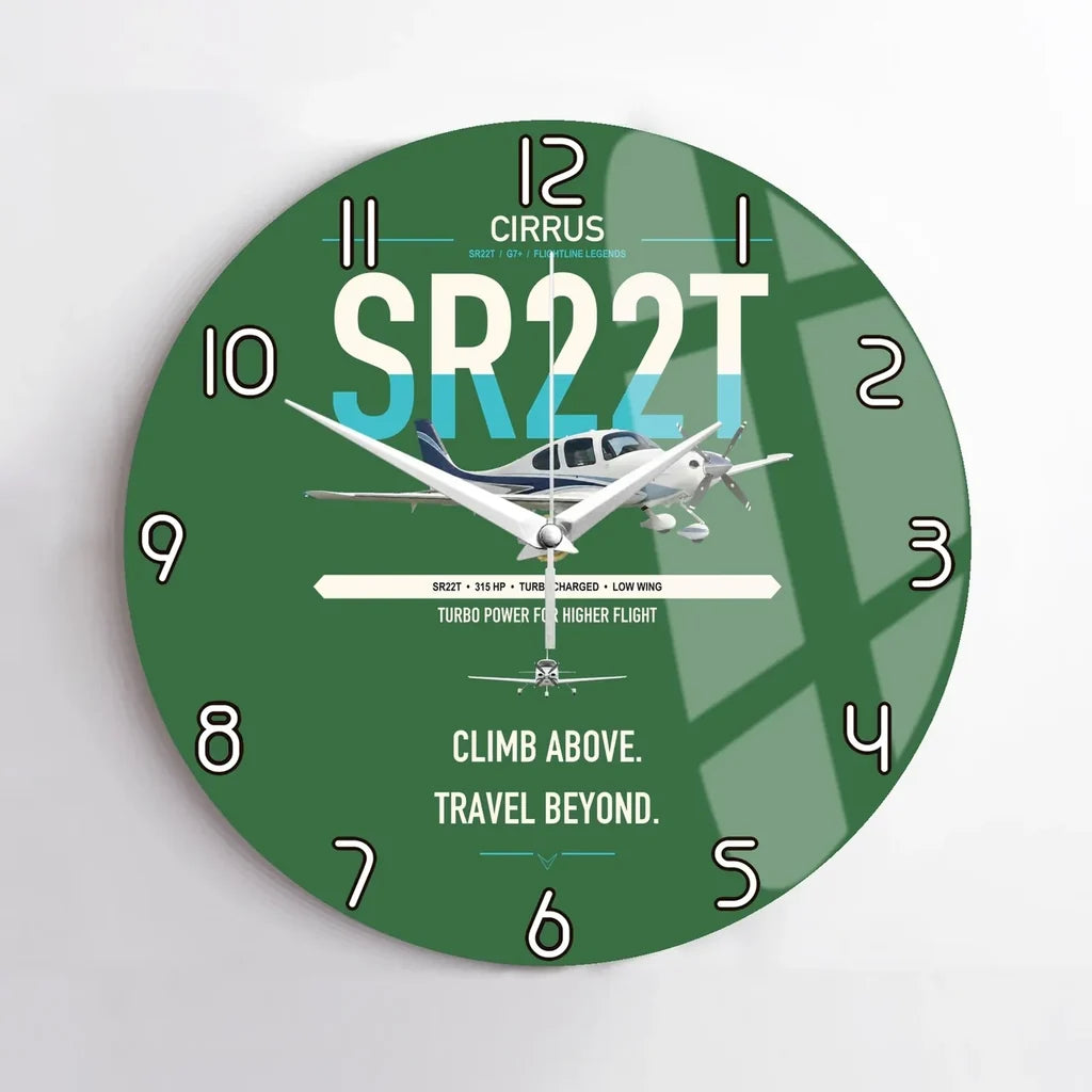 Cirrus SR22T design on green no frame wall clock