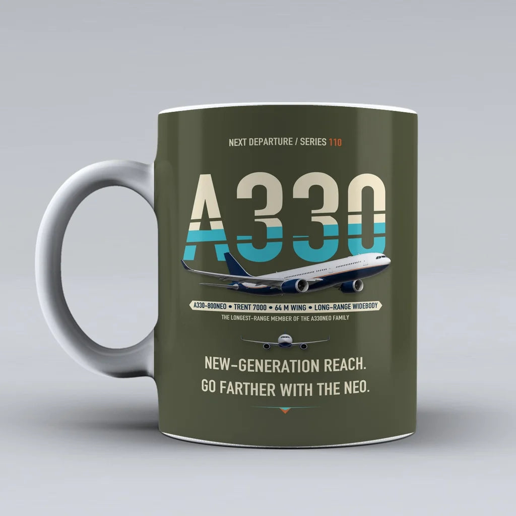 A330-800neo Mug design on green army airbus