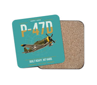 Thumbnail for P-47D Thunderbolt Razorback design on turquoise 1 piece coaster