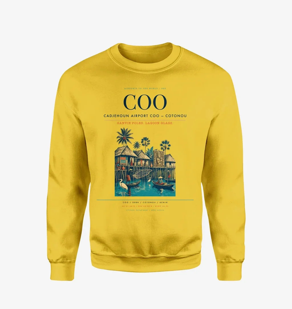 Cadjehoun Airport (COO) design on yellow sweatshirt