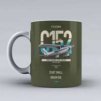 Thumbnail for Cessna 152 design on green army ceramic mug, double-side print