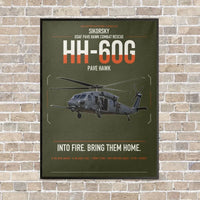 Thumbnail for Sikorsky HH-60G Pave Hawk vertical canvas print - framed - green army background