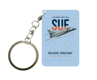 Thumbnail for Dassault Super Étendard design on light blue designed key chain, double-side print