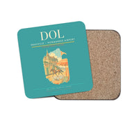 Thumbnail for Deauville – Normandie Airport (DOL) design on turquoise 1 piece coaster