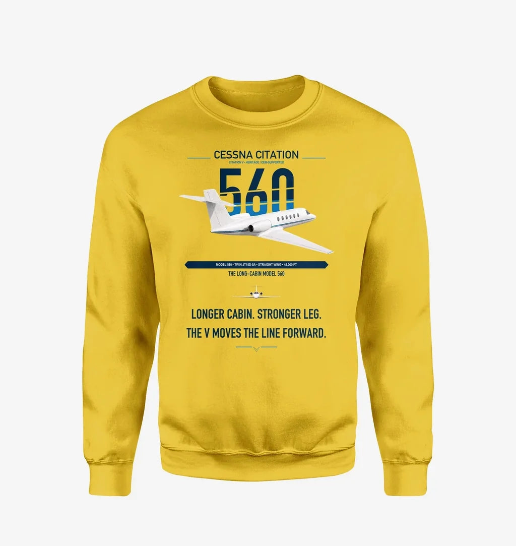 Cessna Citation 560 - Citation V design on yellow sweatshirt