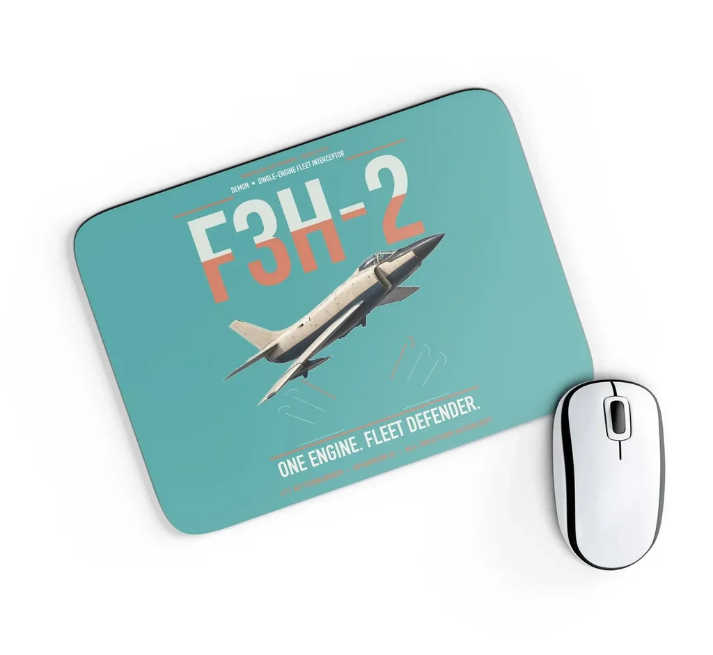 F3H-2 Demon design on turquoise rectangle mouse pad