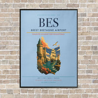 Thumbnail for Brest Bretagne Airport BES - Canvas Framed - Light Blue