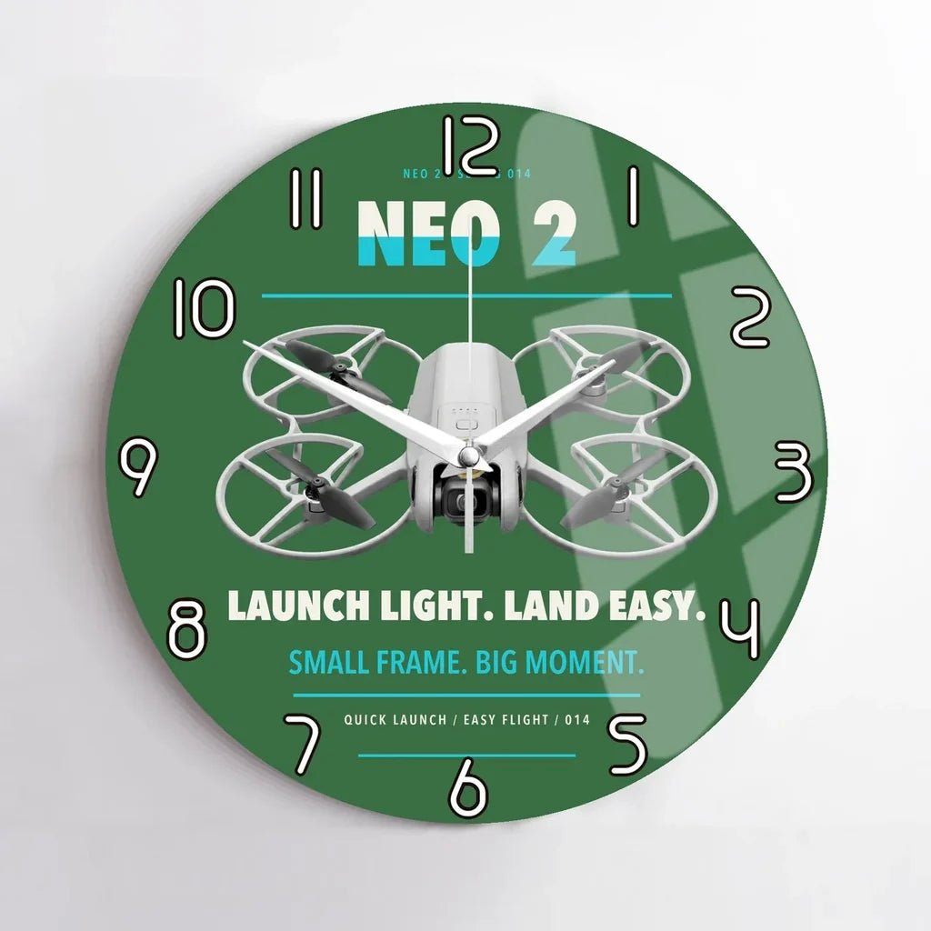 DJI Neo 2 design on green no frame wall clock
