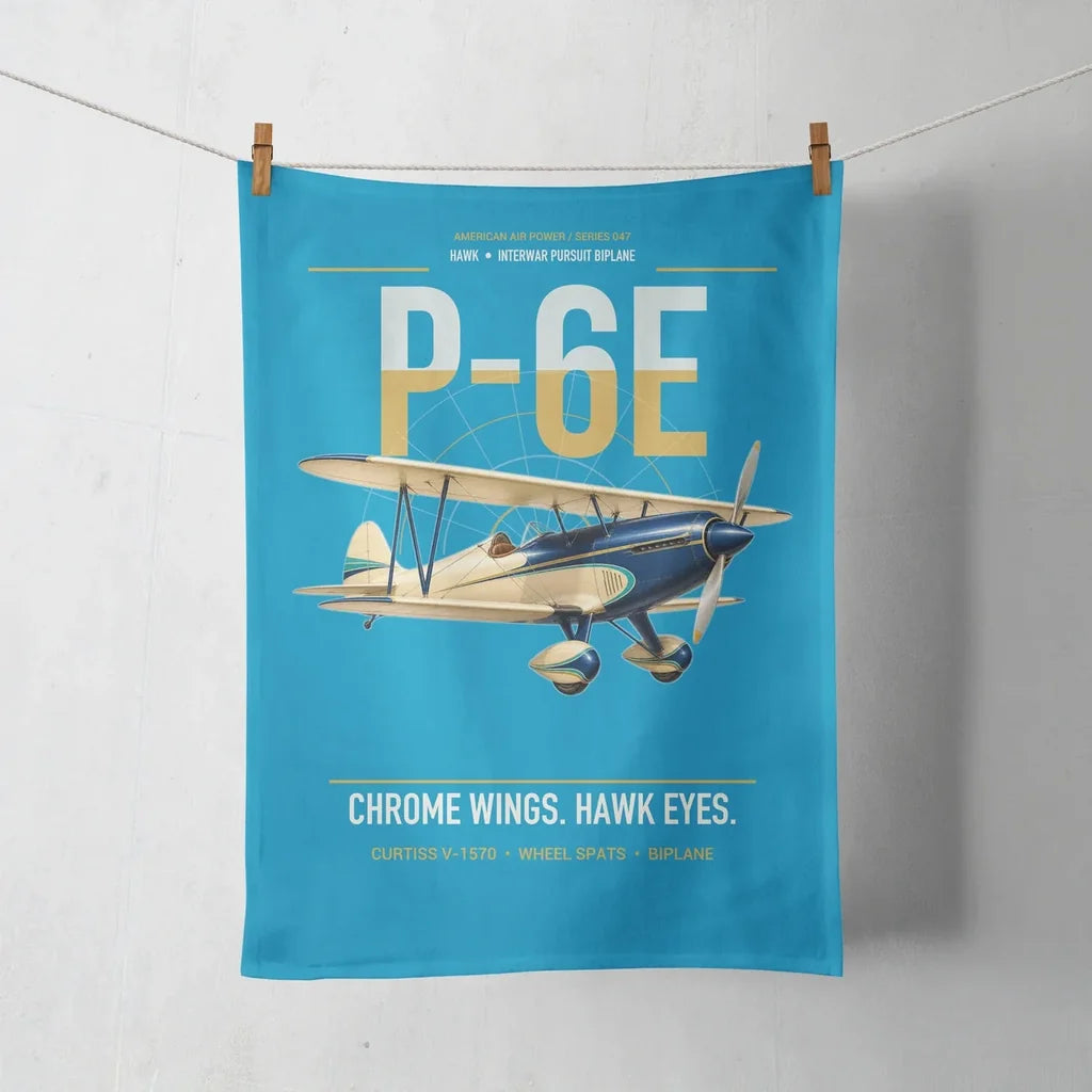 Curtiss P-6E Hawk design on turquoise towel