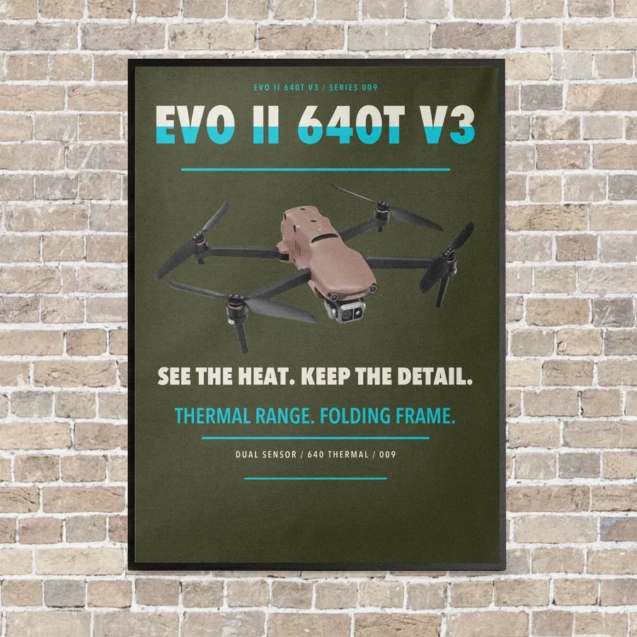 Autel EVO II Dual 640T V3 vertical canvas print - framed - green army background
