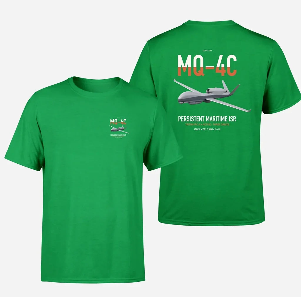 MQ-4C Triton IFC-4 design on green double-side t-shirt, double-side print