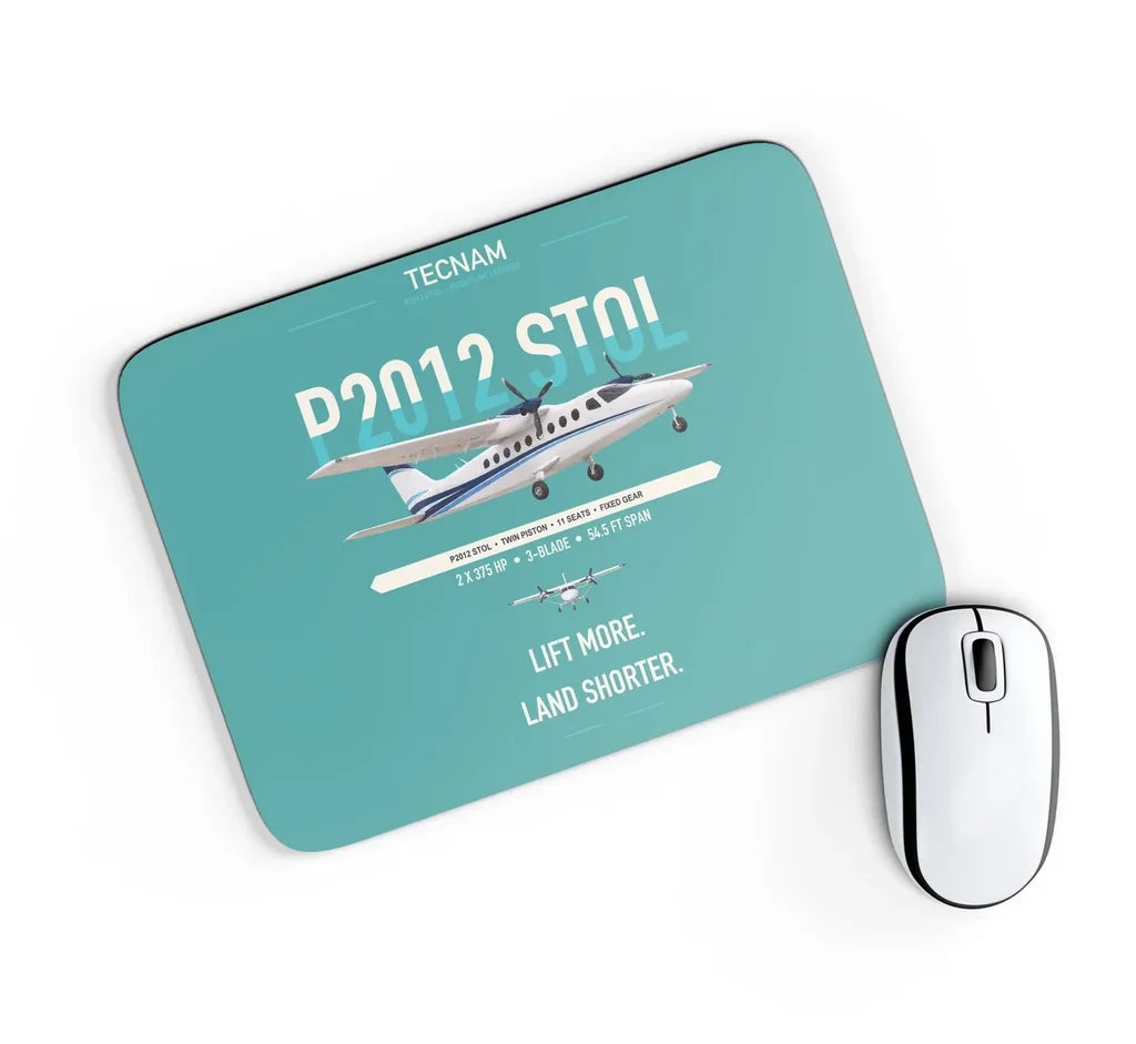 Tecnam P2012 STOL design on turquoise rectangle mouse pad