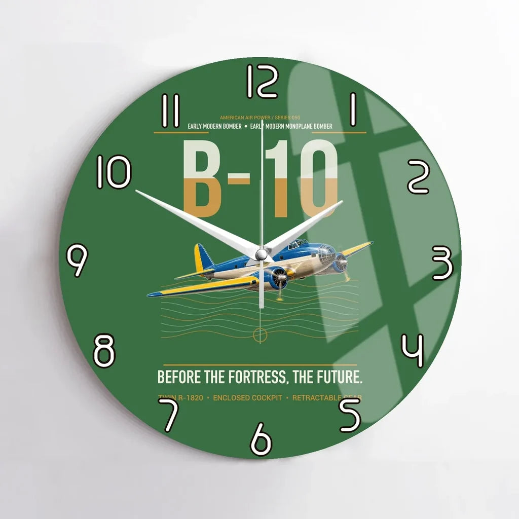 Martin B-10 design on green no frame wall clock