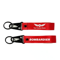 Thumbnail for Bombardier & Text Hawk-shaped key chain, Red + NAME