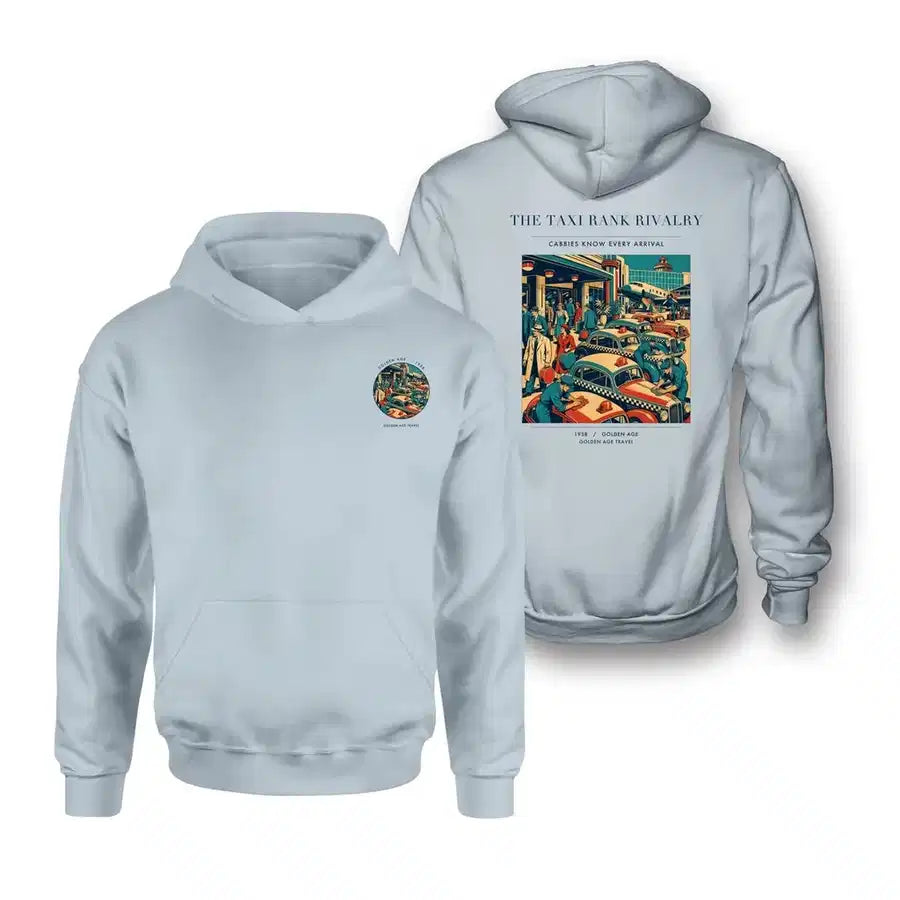 VINTAGE G4376 - The Taxi Rank Rivalry - Double-Side Hoodie design on lightblue double side