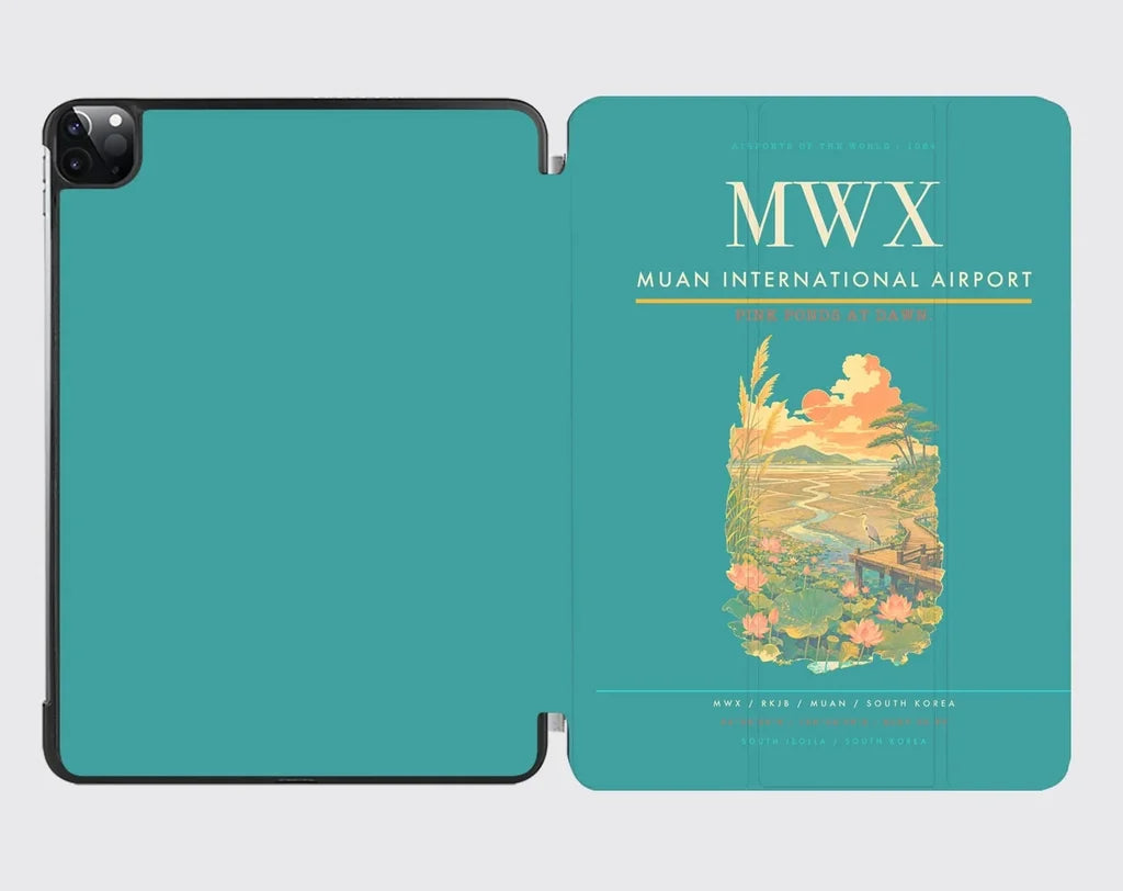Muan International Airport (MWX) design on turquoise ipad tablet case