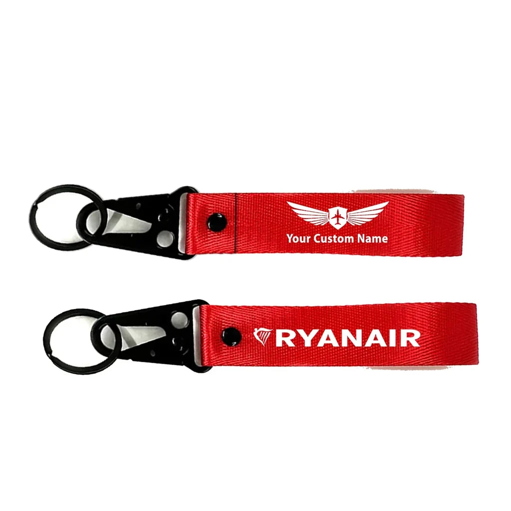 Ryanair Airlines Hawk-shaped key chain, Red + NAME