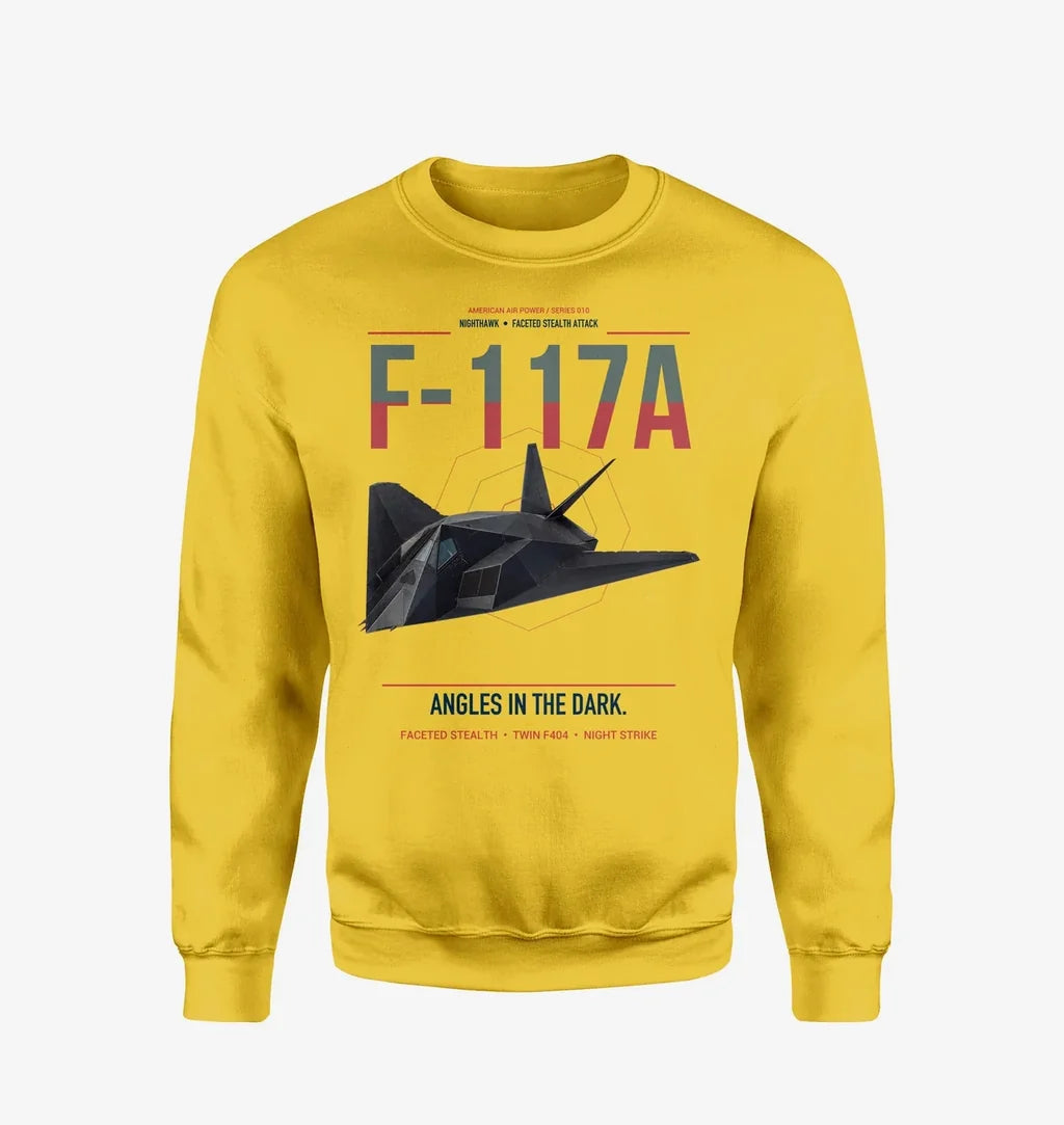 F-117A Nighthawk design on yellow sweatshirt