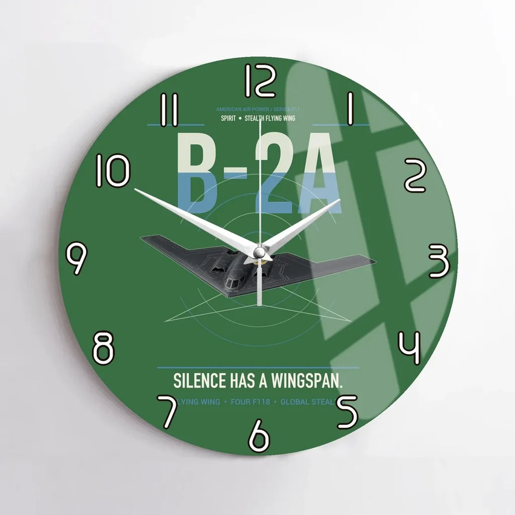 B-2A Spirit design on green no frame wall clock