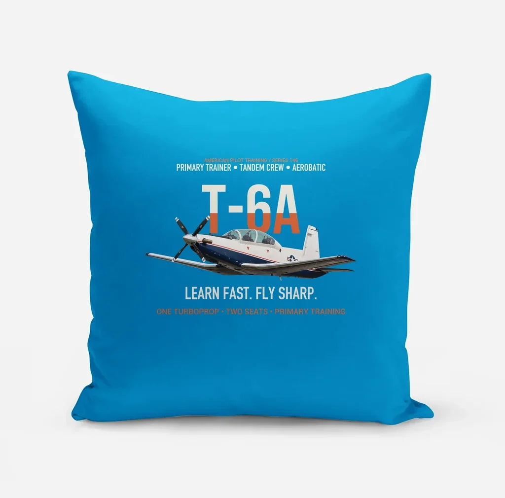 T-6A Texan II Train The Next Generation design on turquoise pillow