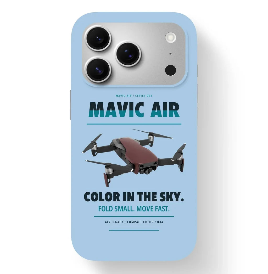 DJI Mavic Air Case design on light blue iphone case