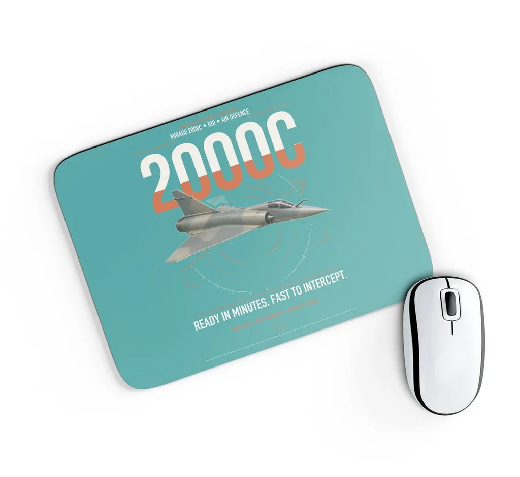 Dassault Mirage 2000C RDI design on turquoise rectangle mouse pad