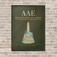 Thumbnail for Rabah Bitat Airport AAE — Annaba vertical canvas print - framed - green army background