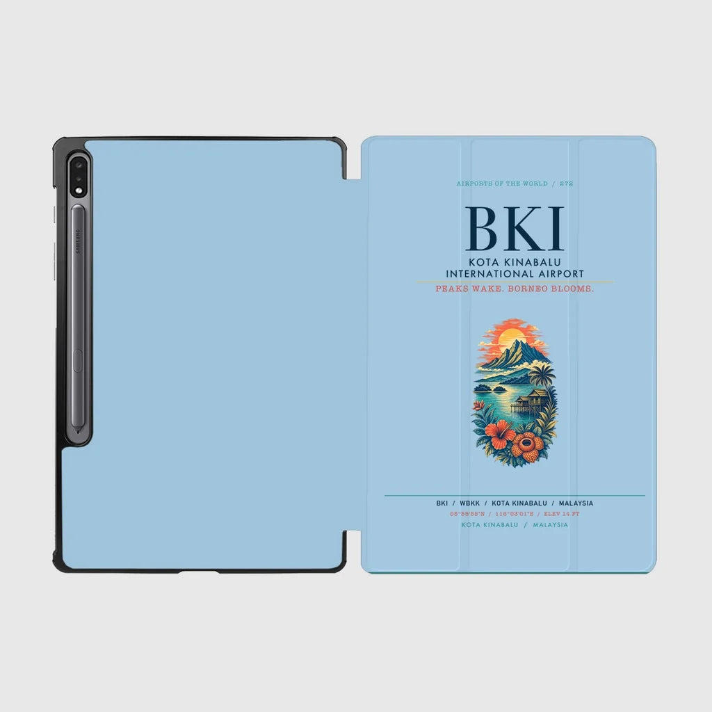 Kota Kinabalu International Airport (BKI) design on light blue samsung tablet tablet case
