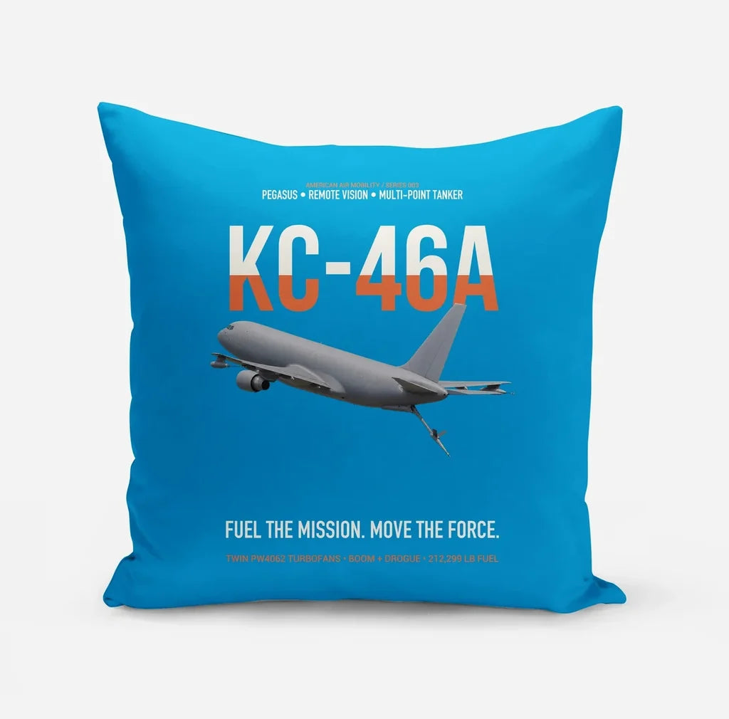 KC-46A PEGASUS design on turquoise pillow