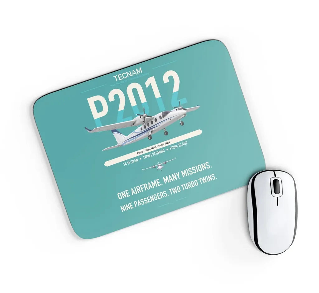 Tecnam P2012 Traveller design on turquoise rectangle mouse pad