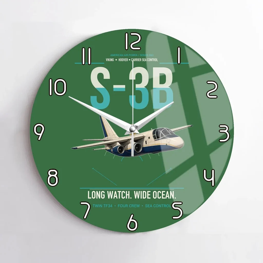 S-3B Viking design on green no frame wall clock