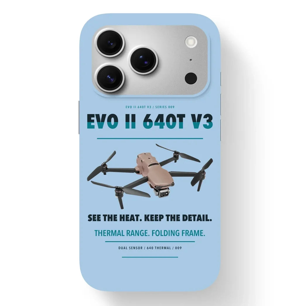 Autel EVO II Dual 640T V3 Case design on light blue iphone case