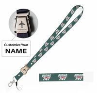 Thumbnail for Amazing Boeing 747 seat belt lanyard - dark green with name