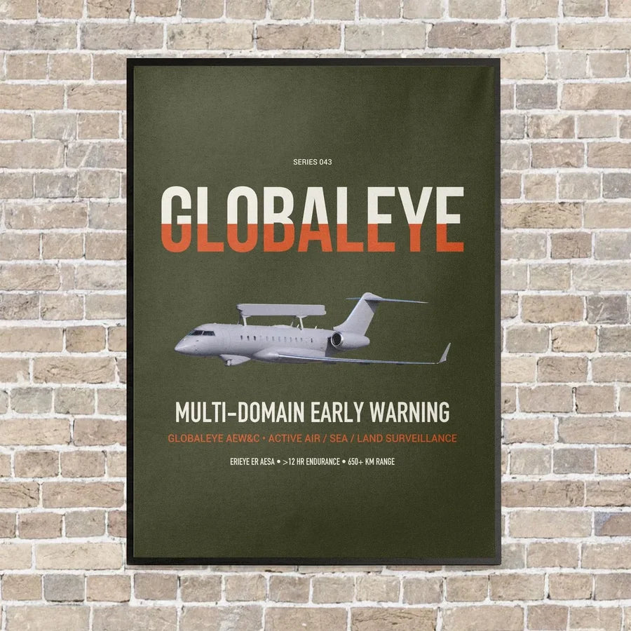 Saab GlobalEye vertical canvas print - framed - green army background