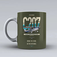 Thumbnail for Cessna T207A Stationair 8 design on green army ceramic mug, double-side print