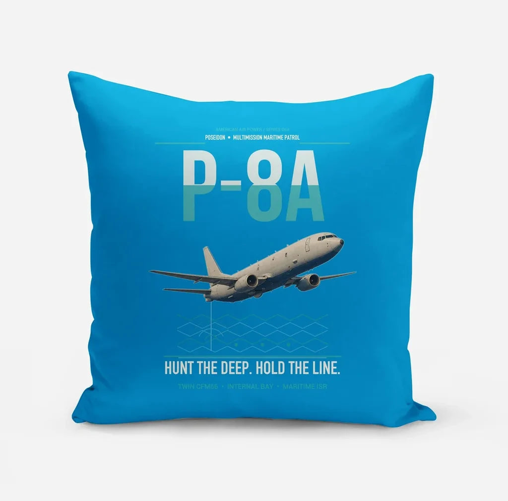 P-8A Poseidon design on turquoise pillow