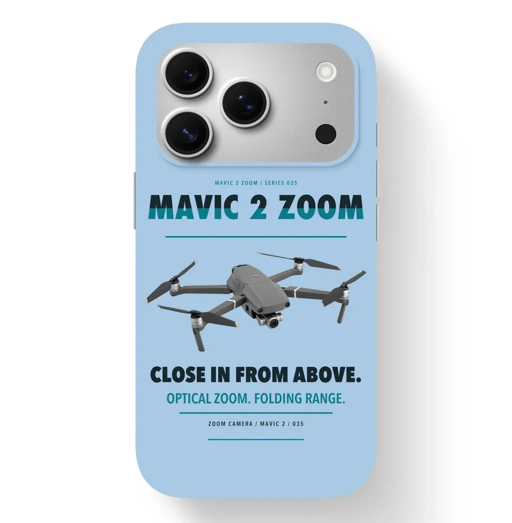 DJI Mavic 2 Zoom Case design on light blue iphone case