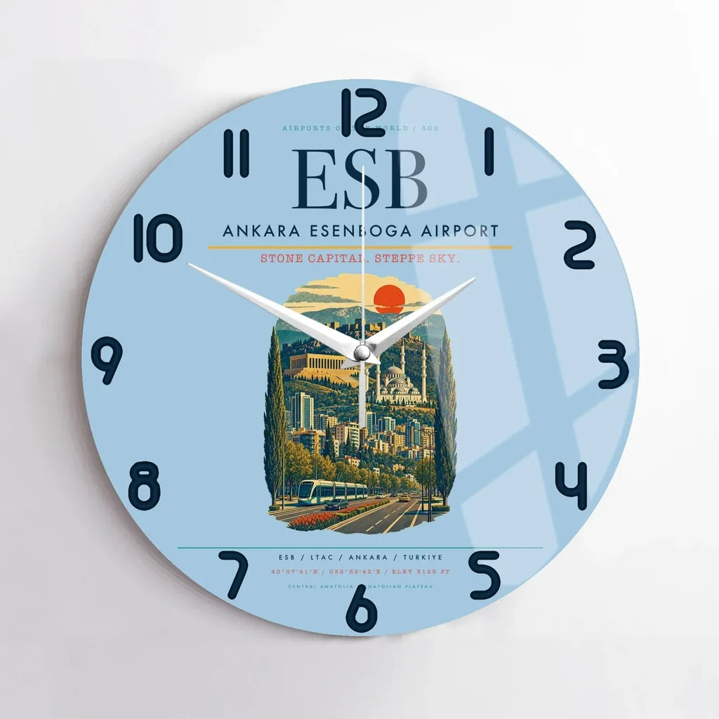 Ankara Esenboga Airport ESB Wall-Clock No-Frame - Light Blue